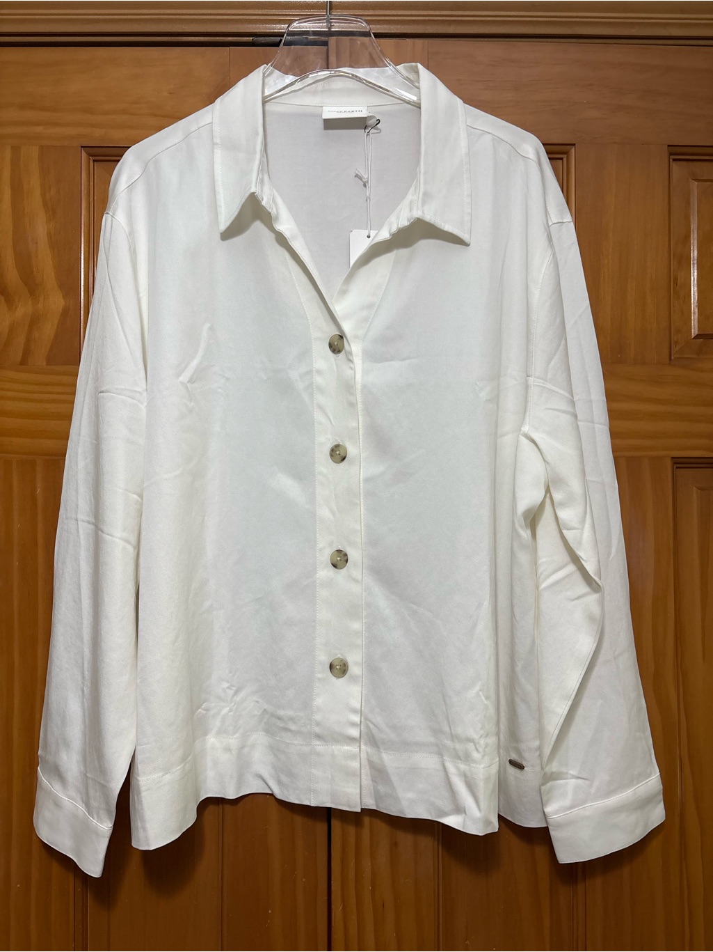 Cozy Earth Lived-In Linen Long Sleeve White Button Down Blouse Size Xxxl Nwt